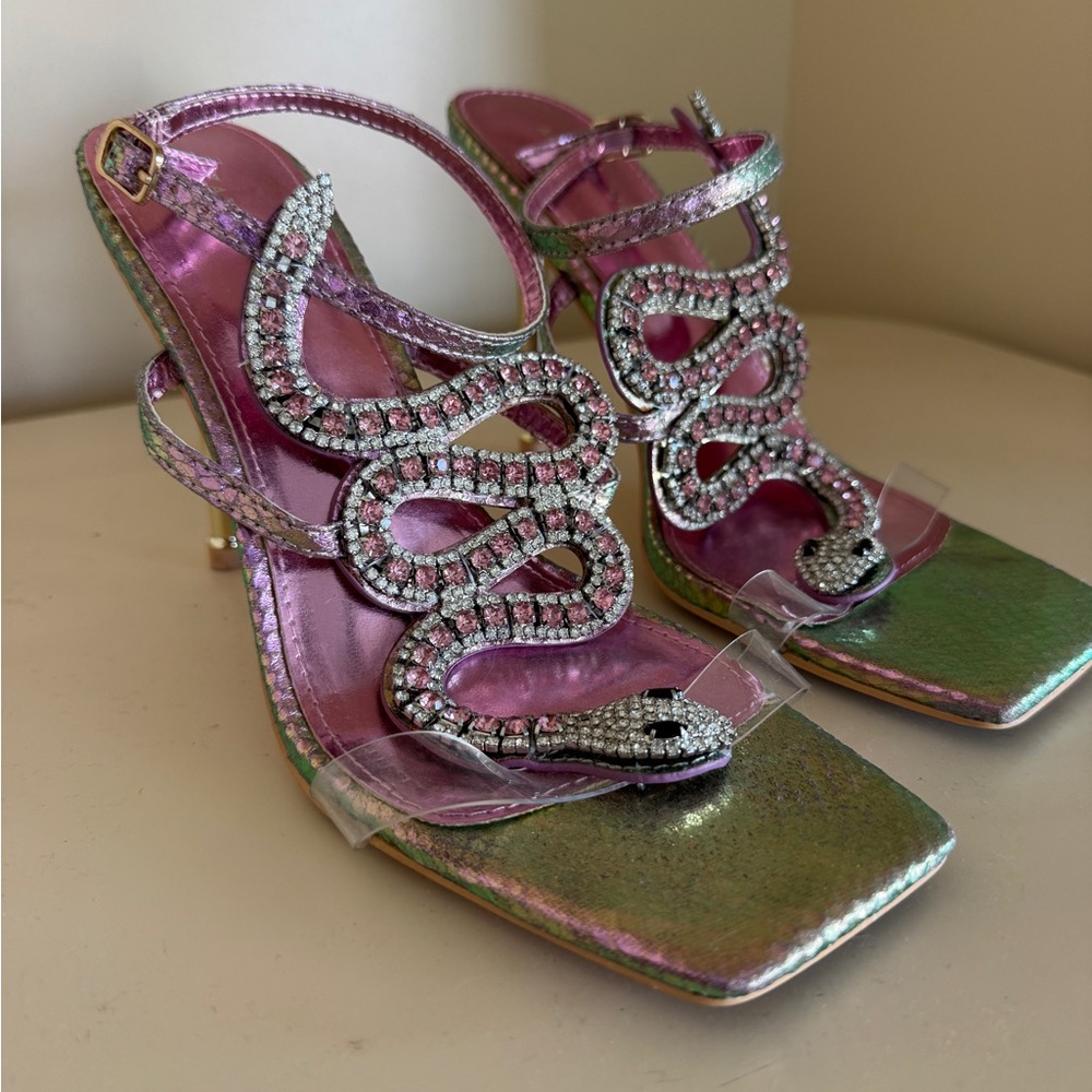Azalea Wang Cobra Snake Embellished Stiletto Heels
